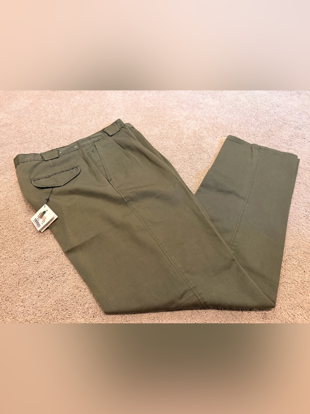 NOS Vintage Twickers Kenneth Gordon Pants 36x35 Olive Pleated Cotton